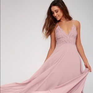 Lulus madalyn dusty lavender lace maxi dress